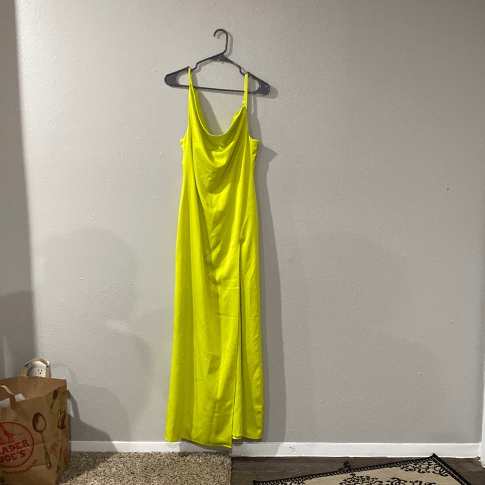 Neon green camila coelho slit dress